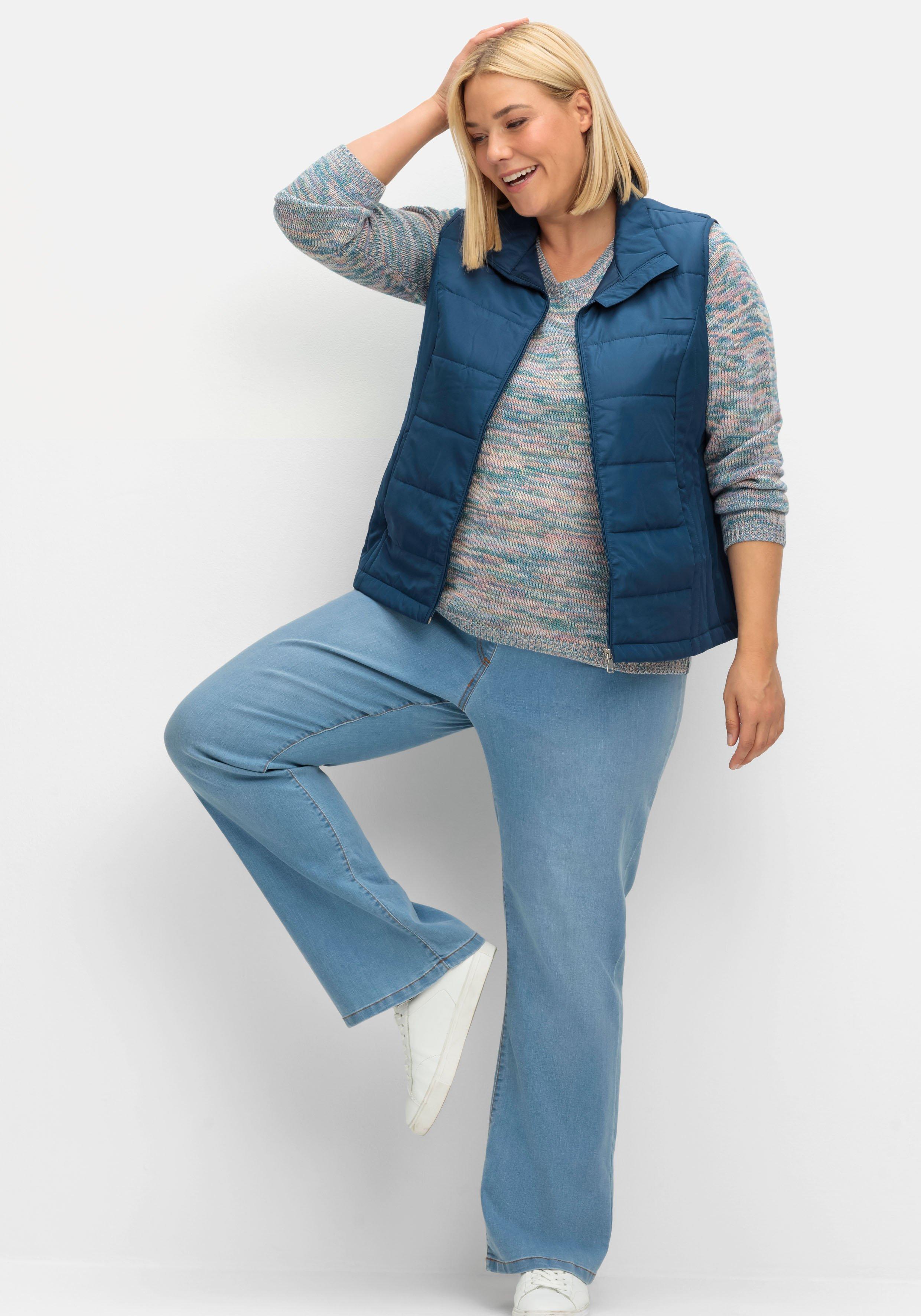Bootcut-Jeans mit Komfortbund und Used-Effekten