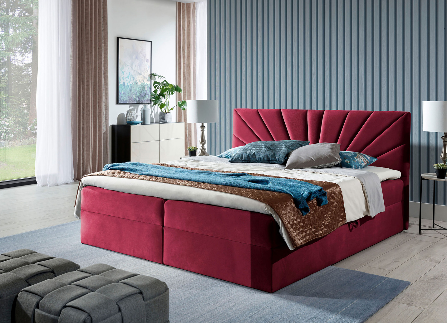 Boxspringbett mit abnehmbaren Topper