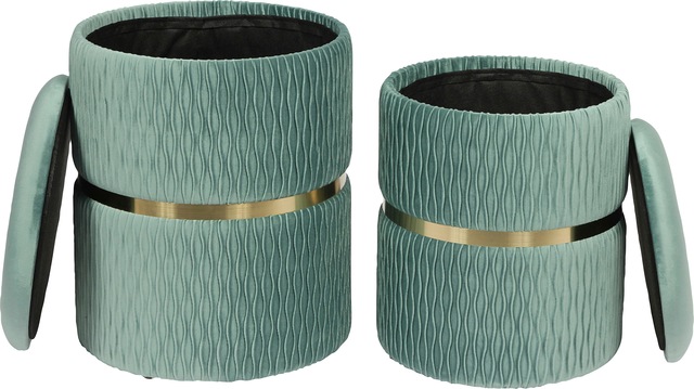 Kayoom Sitzhocker »Hocker Milas 2er-Set, Praktischer und versteckter Stauraum« Set, 2 Stk. tlg. stapelbar, mit Stauraum, Edelstahlsockel, Farbenfroh  unaufdringlich