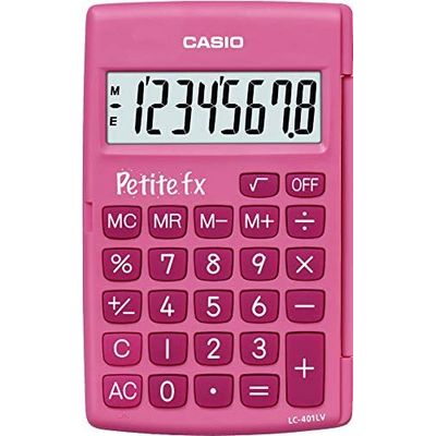 Calculatrice de poche Casio Petit-FX LC-401LV - 8 chiffres - alimentation batterie - rose