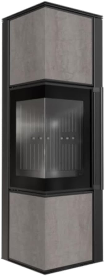 Kaminofen KRATKI TORA M 8kW Ø150 Quarz PIETRA SAVOIA GRIGIA schwarz Türfeder