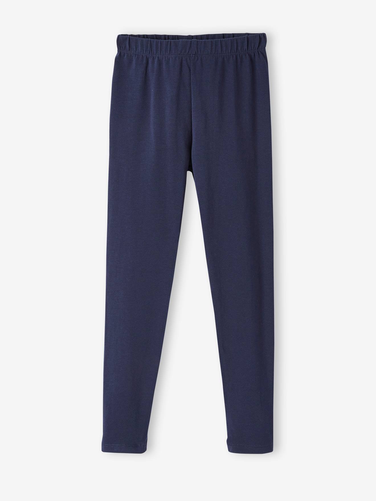 Conjunto de 2 leggings sortidas para meninas, lisas e cinza escuro.