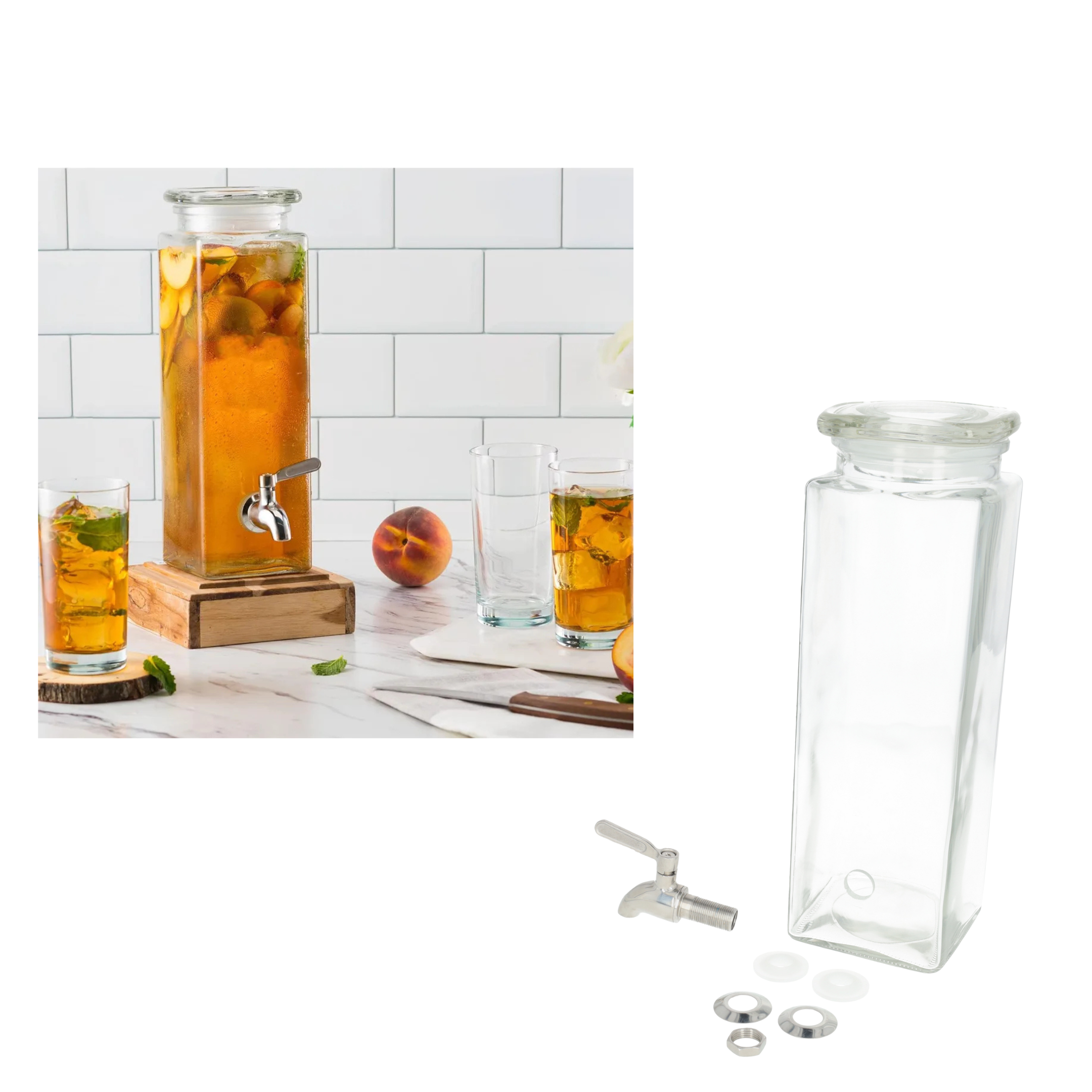 (2.2L) Glas Getränke Spender mit Zapfhahn Retro Einmachglas Dispenser für Limonade / Wasser / Fruchtsaft / Ice Tea