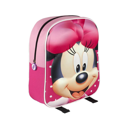 Mochila infantil da Minnie Mouse com estampa em relevo, 25x31x10 cm