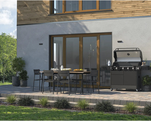 Tenneker® Gasgrill Halo Power Zone TG 4 180,4 x 61 x 117,5 cm 4-pits + zijbrander, gietijzeren rooster, platformsysteem, glazen inzetstuk in het deksel