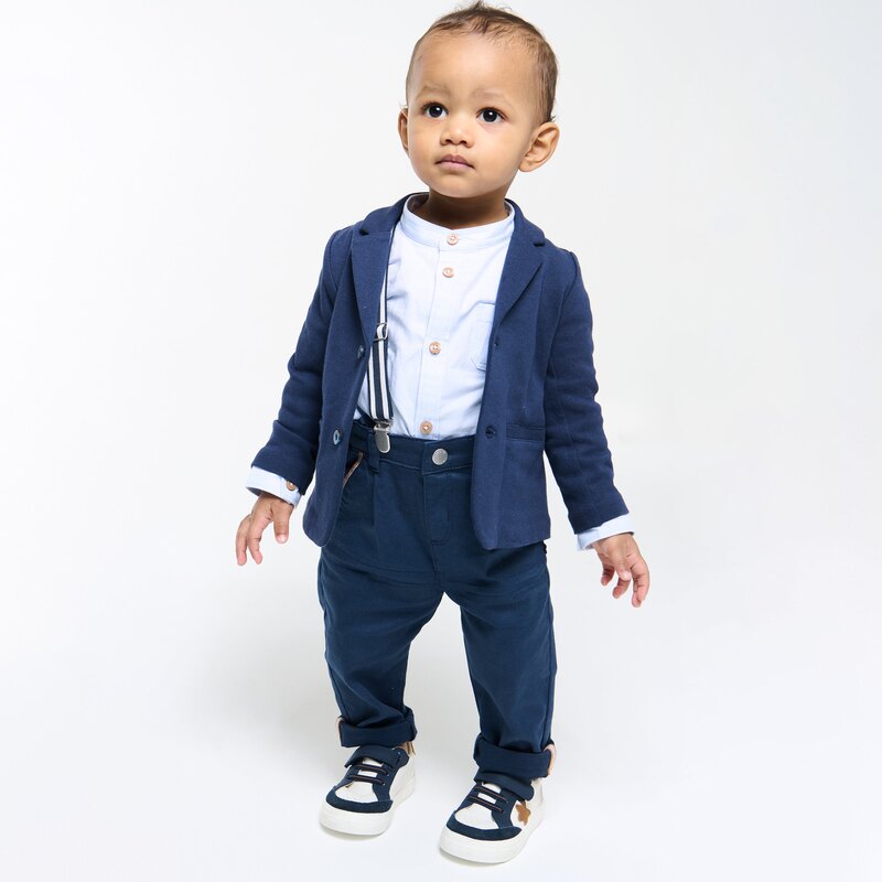 Pantalon à pinces à bretelles bleu bébé garçon Bleu