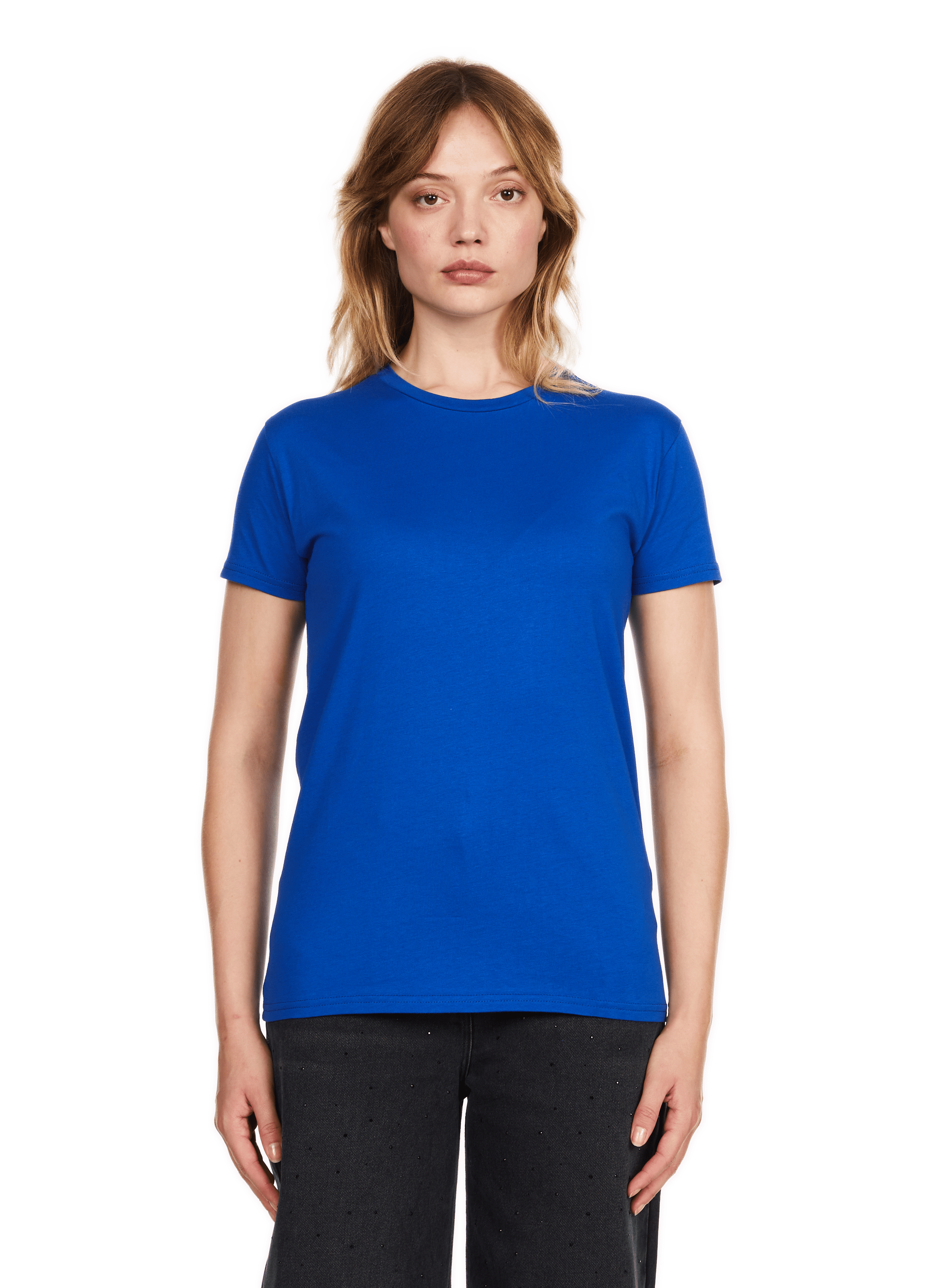 Tee-shirt col rond en coton | Bleu