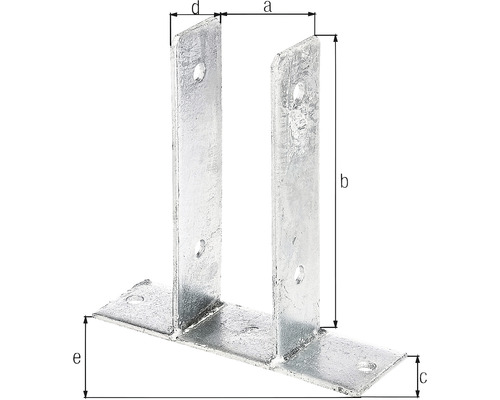 U-vormige paalanker voor schroefmontage, 71 x 200 mm, thermisch verzinkt, 1 stuk