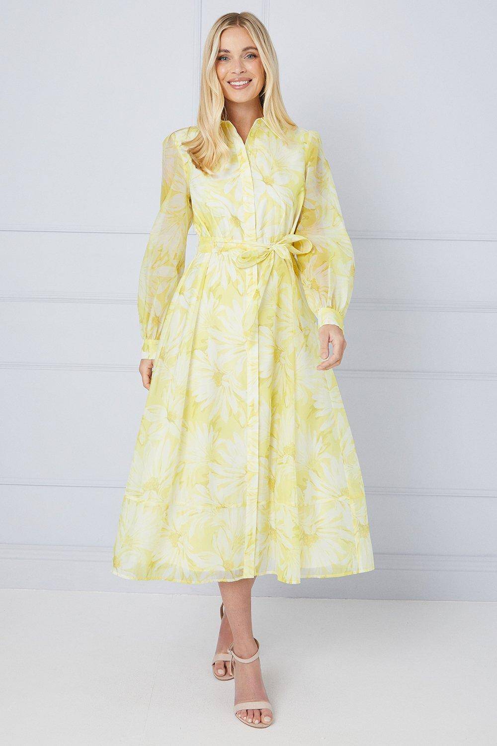 Wallis Robe Midi Chemisier à Fleurs en Organza Petite