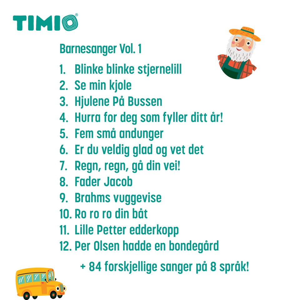 Timio - Disc sæt 1 - Vilde dyr, børnerim, farver, musik og kroppens dele