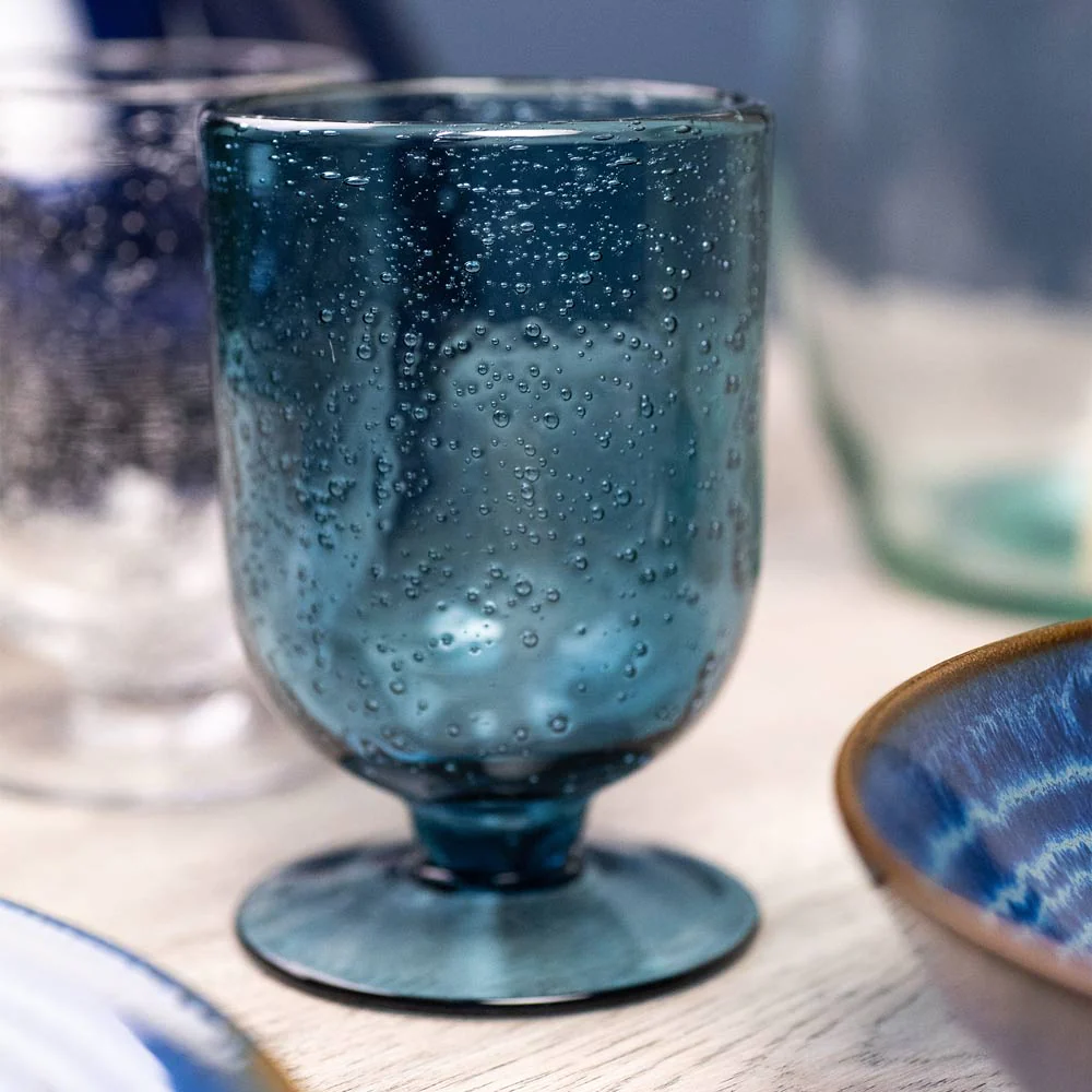 Verre à pied Gordes Bullé 25 cl bleu (lot de 6) Table passion