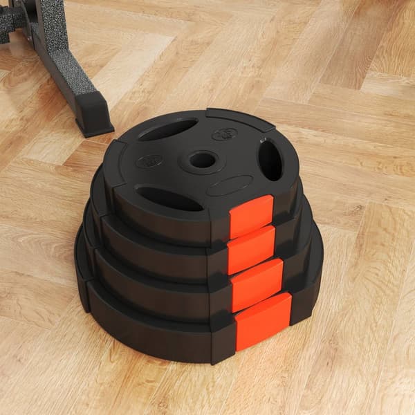 Sett med 4 manualvekter, 2 x 5 kg/7,5 kg vekter, vektplatesett, vektskiver for 2,5 cm hantelstang, Ø 30 mm boring, svart