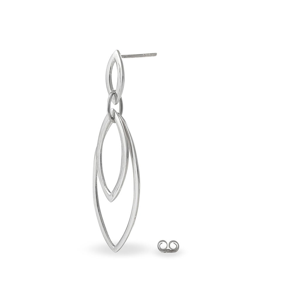 Boucles D'oreilles Pendantes Toupie Argent Blanc