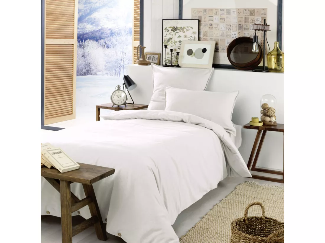 Parure de lit flanelle blanc 260x240 cm
