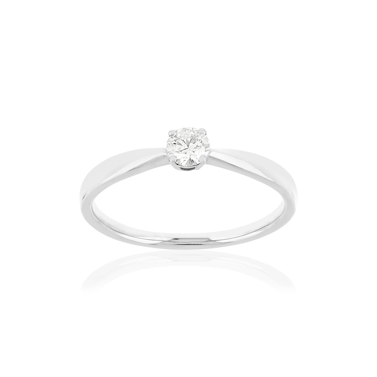 Solitaire or blanc 750 diamant synthétique 0.18 carat