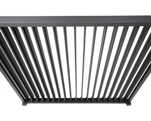 Pergola met lamellendak 3x3 kader RAL 7015 leigrijs incl. verticale zonwering (wandmontage)