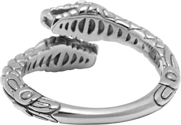 Nialaya Men's Stainless Steel Vintage Snake Ring Silver