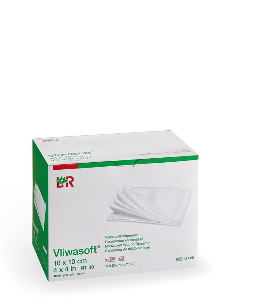 VLIWASOFT Vliesstoffkompressen 10x10cm 4-lagig steril 75 Stk