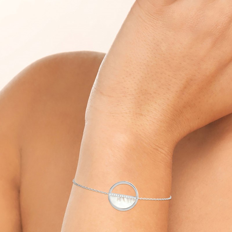 Bracelet Femme - Argent 925 - Nacre - Longueur : 18 cm