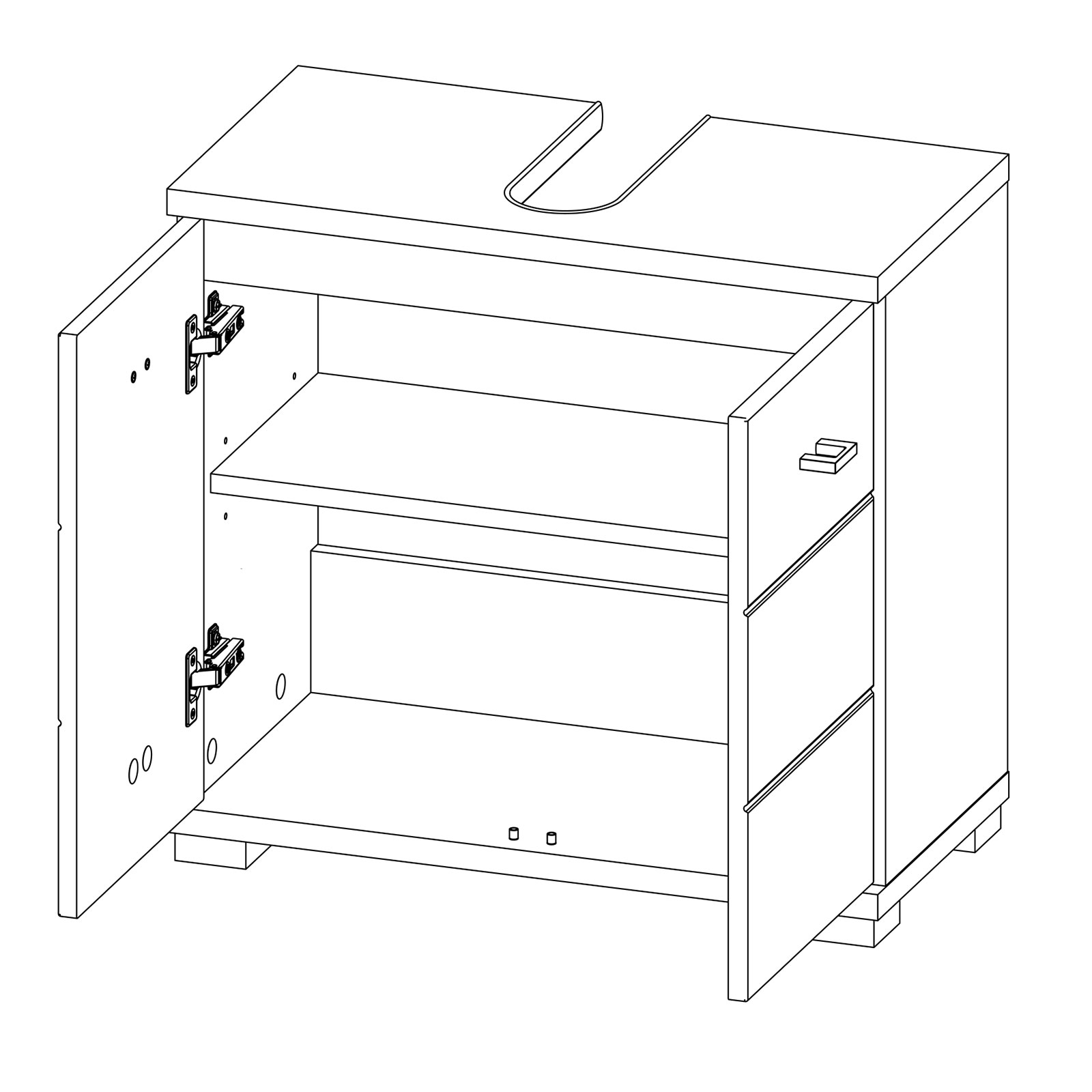 Waschbeckenunterschrank - weiß - Betonoptik - 60 cm