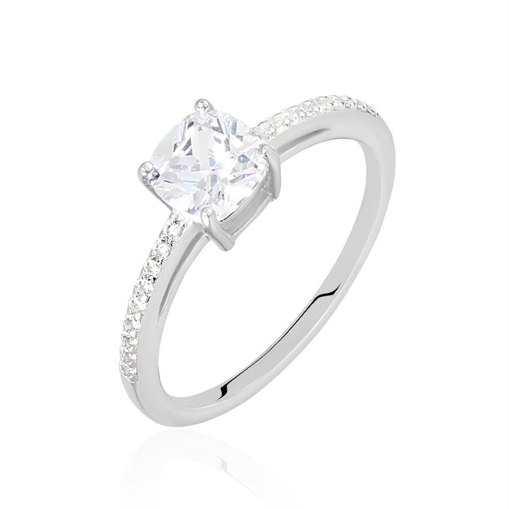 Bague Solitaire Celina Argent Blanc Oxyde De Zirconium