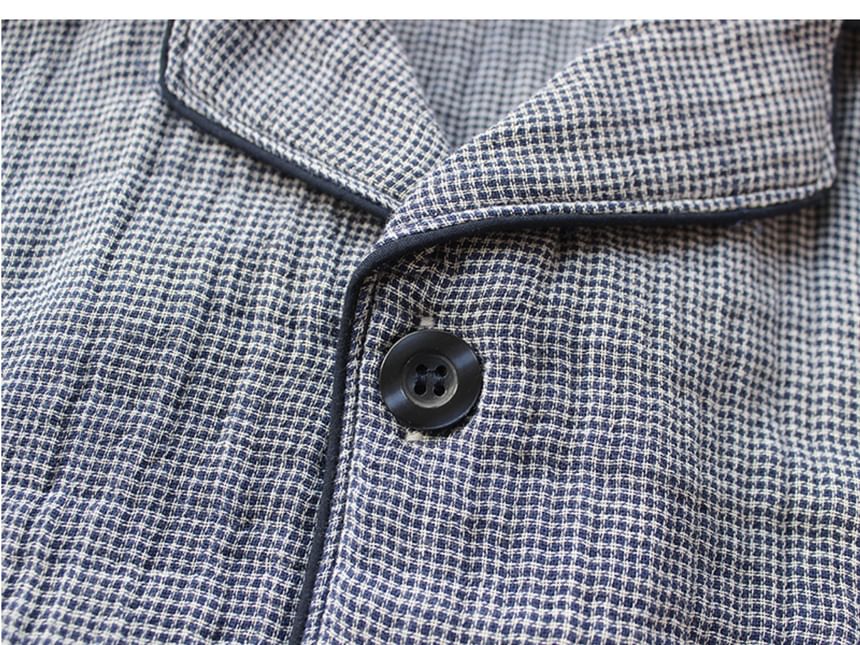 Dogini - Bijpassende pyjamaset voor koppels: geruite top met lange mouwen + broek