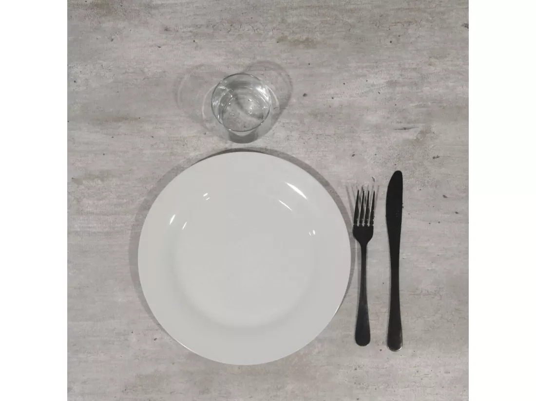 Mange-debout 60 x 60 cm - modèle Round pied blanc béton naturel