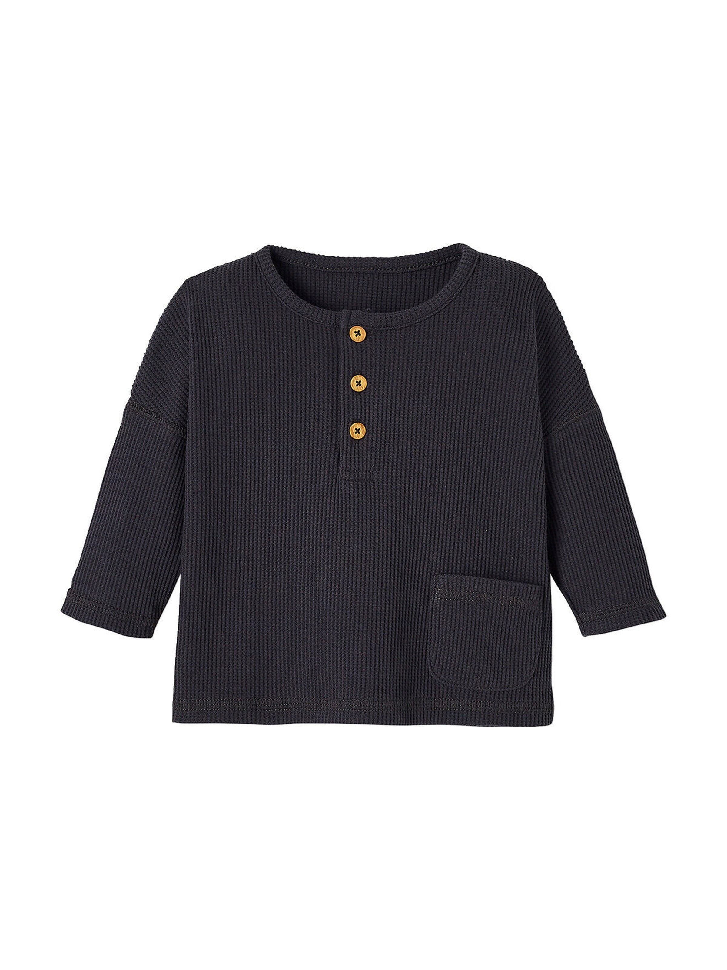 Vertbaudet Baby-Set: Shirt & Sweathose dunkelgrau/hellbeige bedruckt