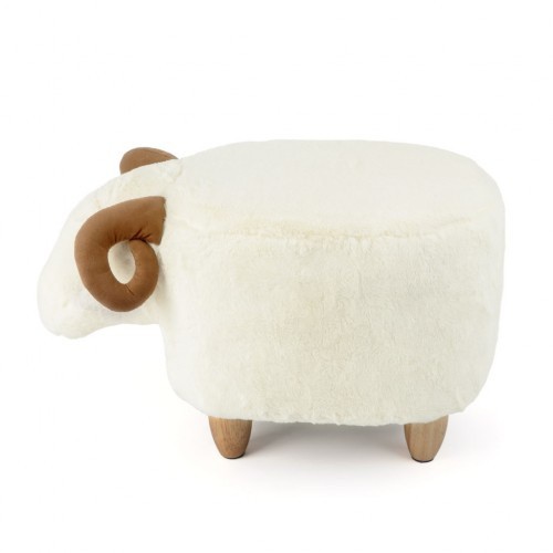 Banquinho branco em forma de ovelha