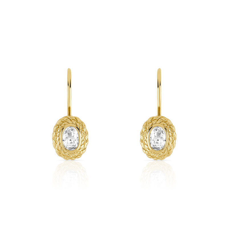 Boucles d'oreilles plaqué or dormeuses zirconias