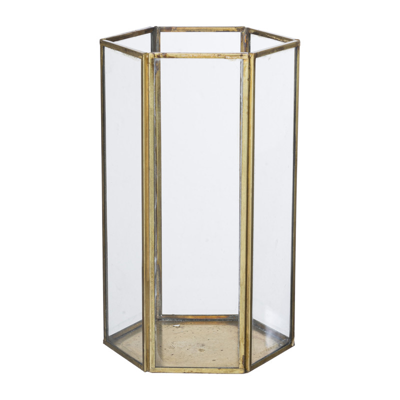 Glazen waxinelichthouder - goudkleurig - 20 cm