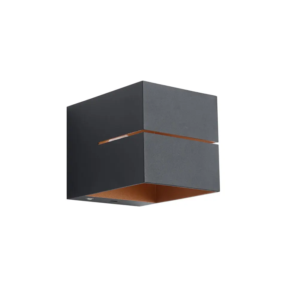 Qazqa wandlampen joris groove zwart geïntegreerde led