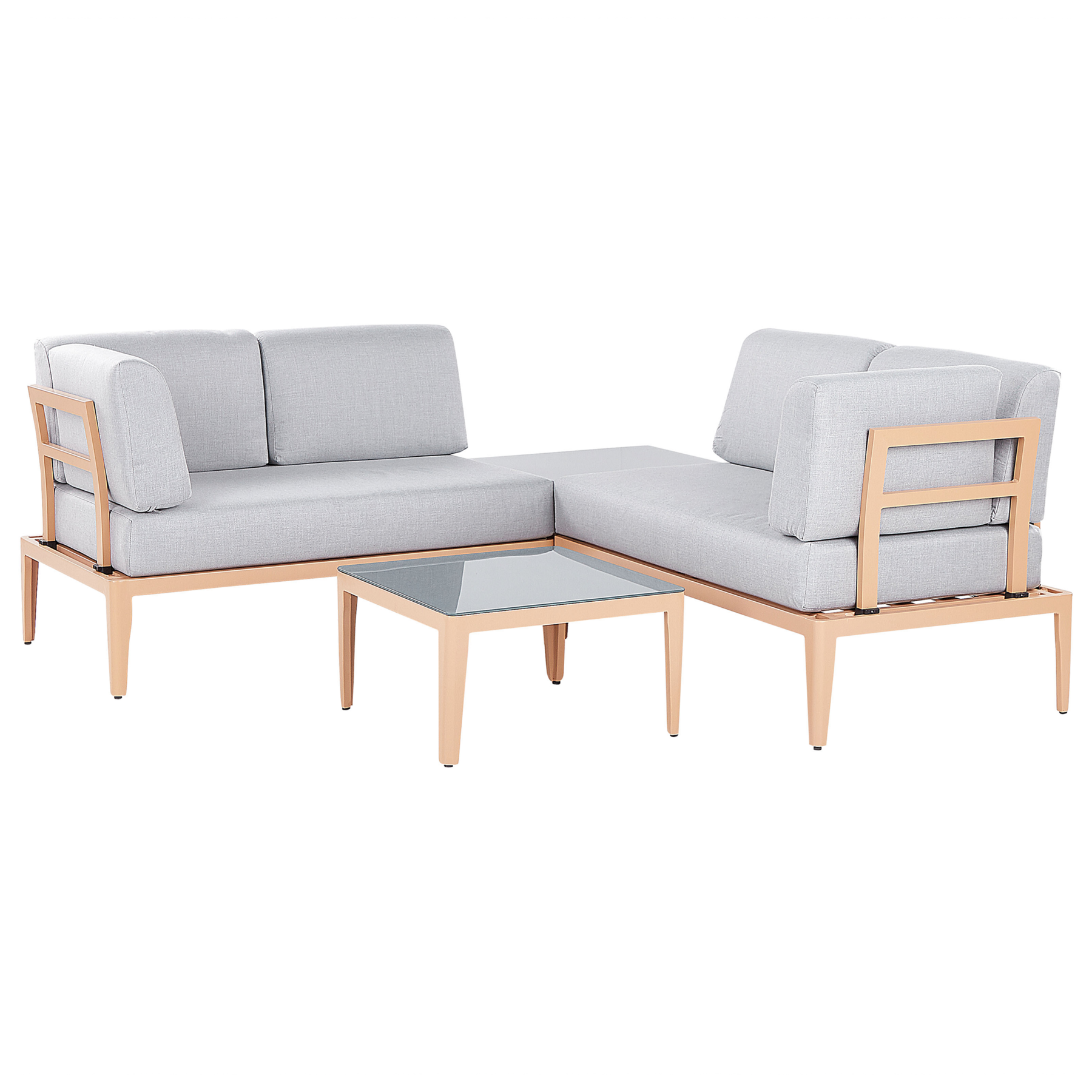 Beliani - RIMA III - Loungeset voor 6 - Lichtgrijs - Polyester