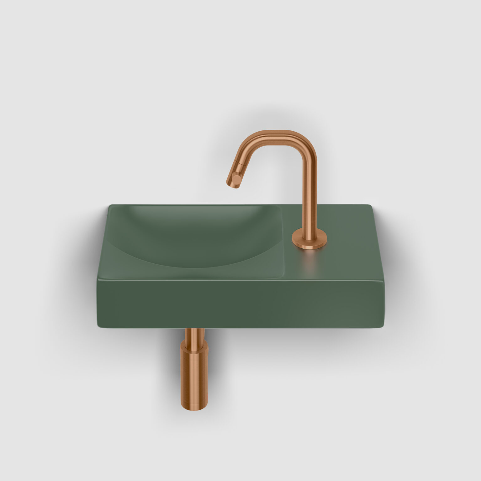 Clou Vale keramische fontein 38cm met kraangat rechts groen mat