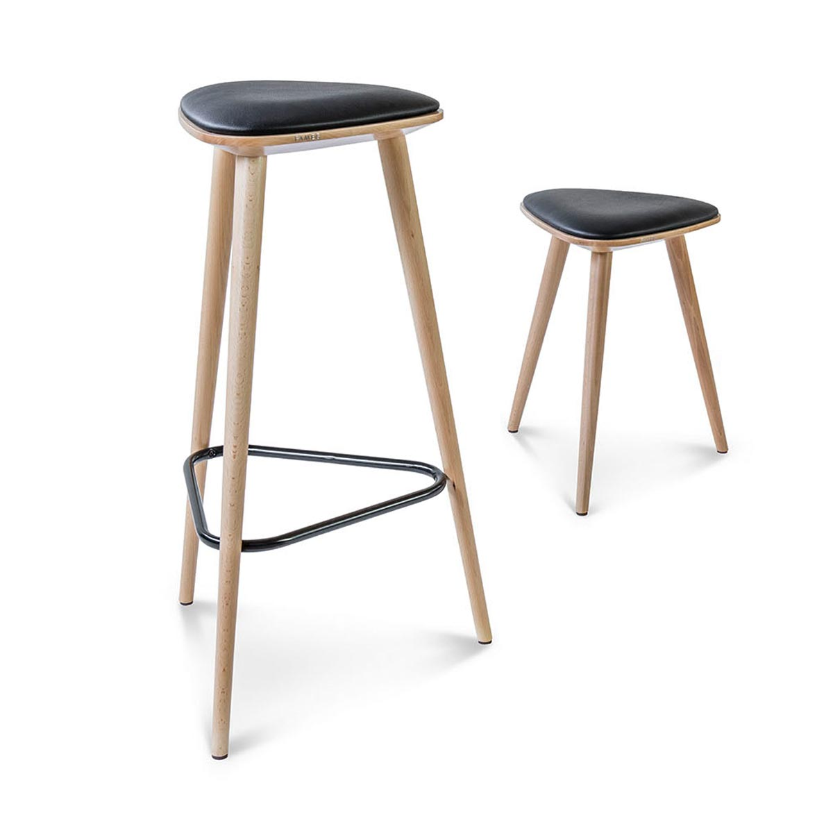 Houten krukje Finn whitewash met zitkussen - 49 cm