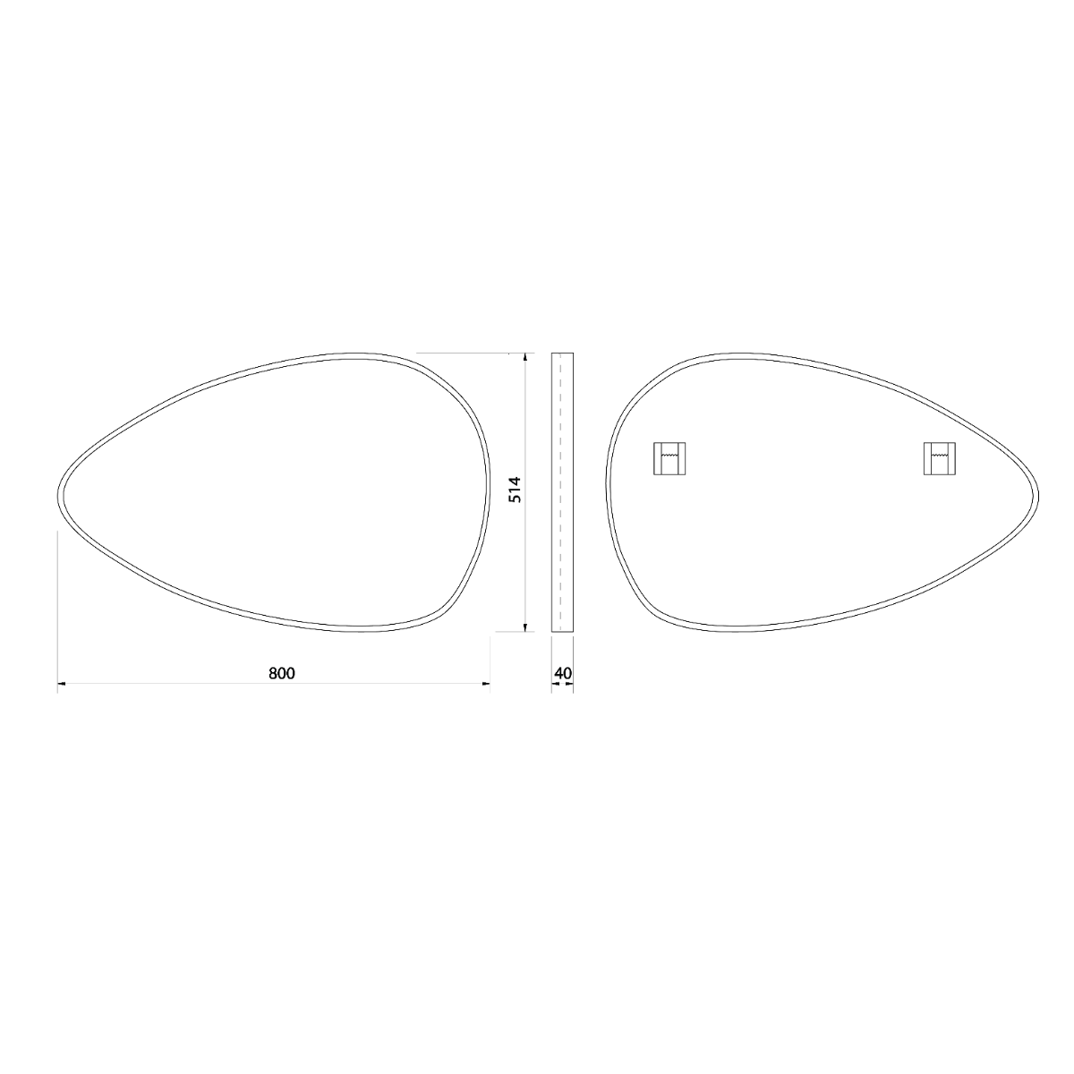 Sapho Stenn asymmetrische spiegel 80x51cm zwart