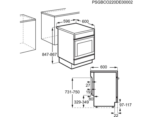 ELECTROLUX - Cuisiniere vitroceramique LKR64890AW