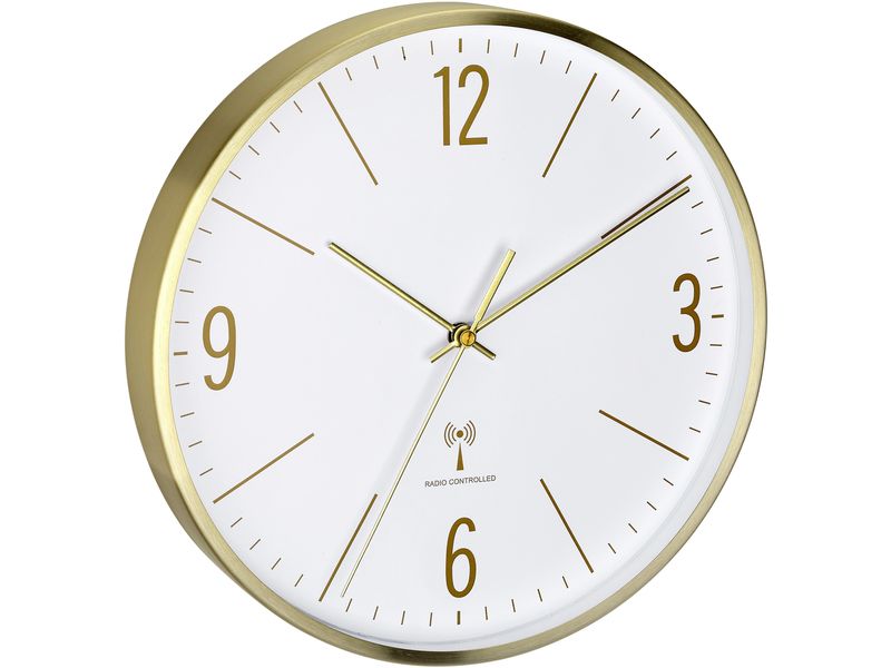TFA Dostmann Funk-Wanduhr Gold Analoge Wanduhr