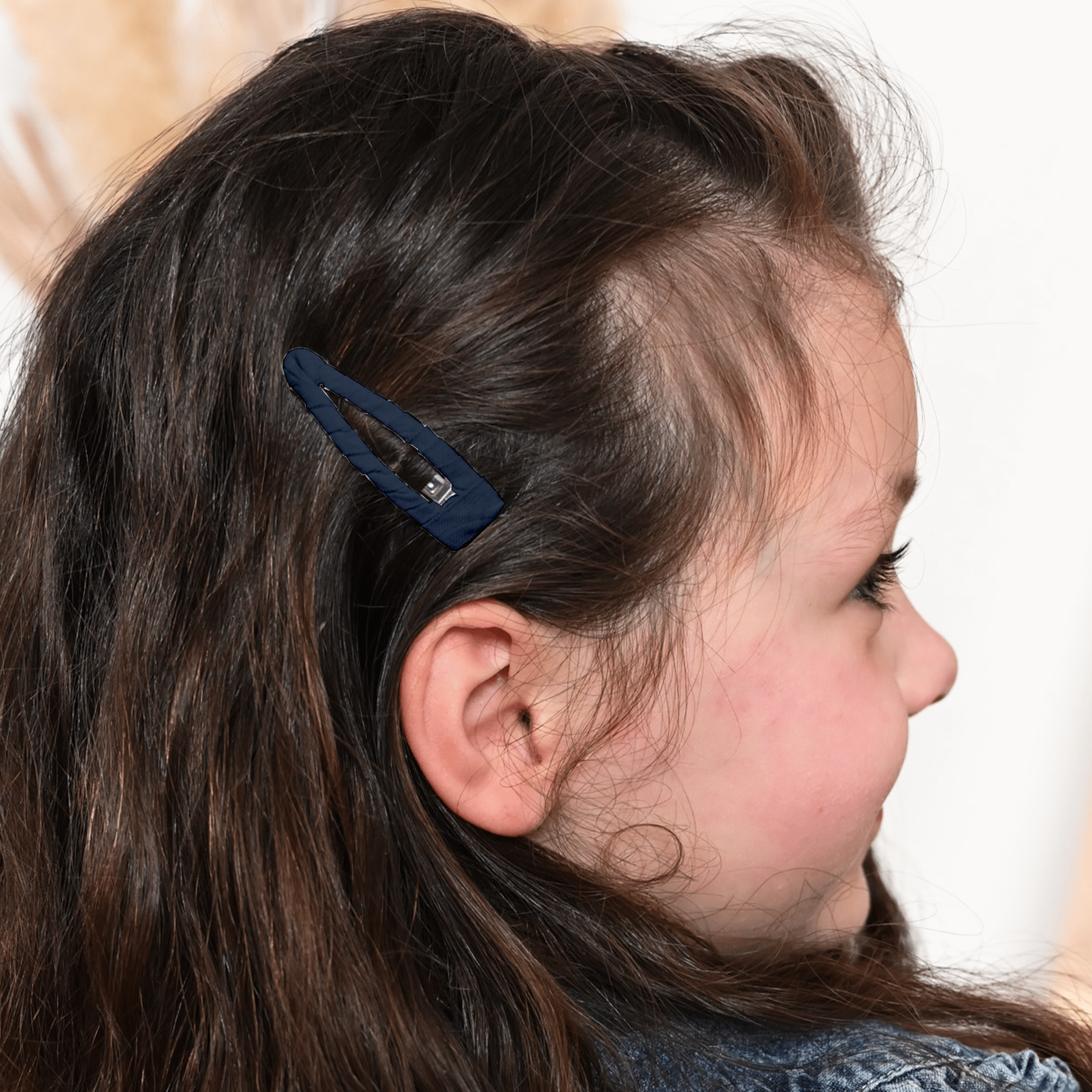 Barrette Clic-Clac Tissu Bleu Marine
