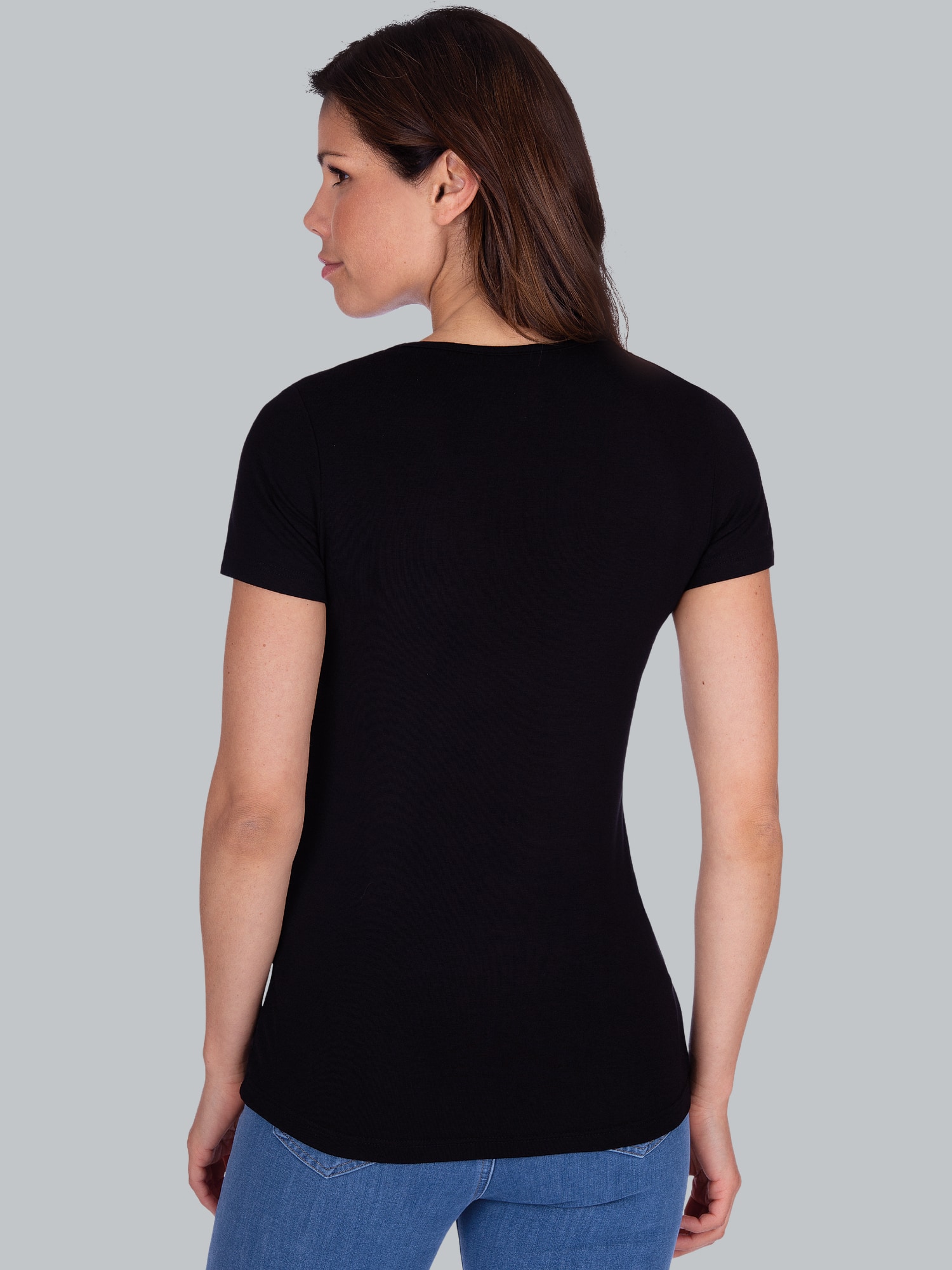 Rundhalsshirt aus Viskose Schwarz
