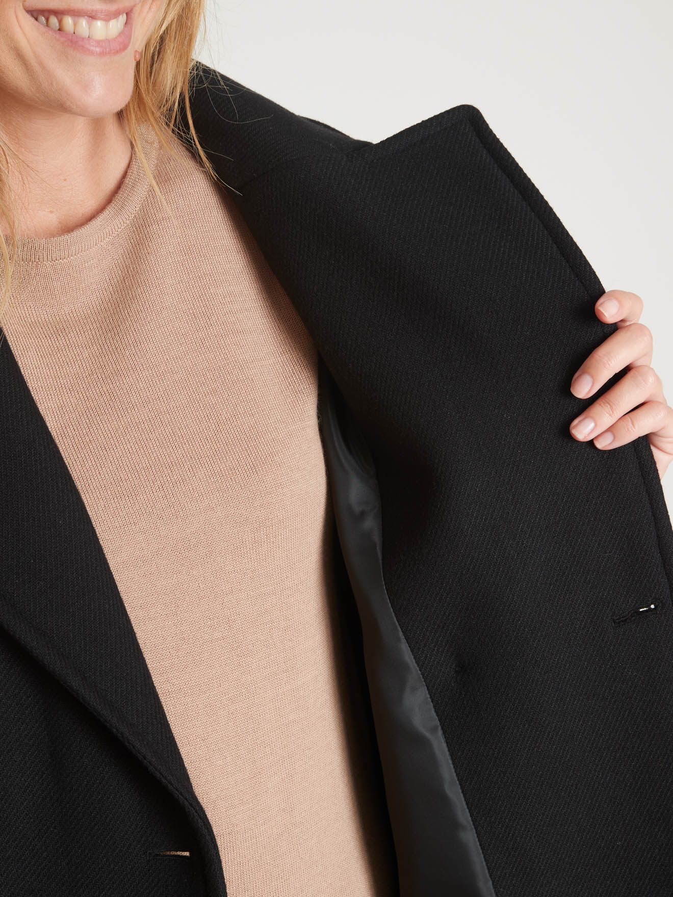 Manteau croisé long 50% laine