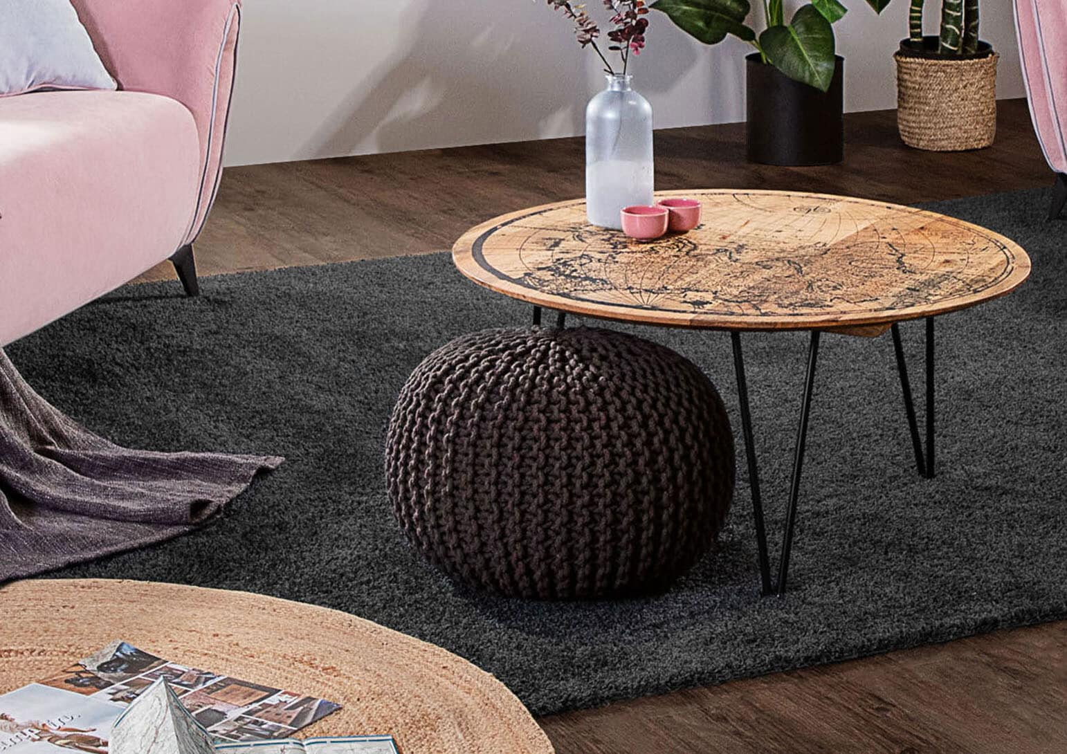 INTERhome Hocker COTTON BALL braun