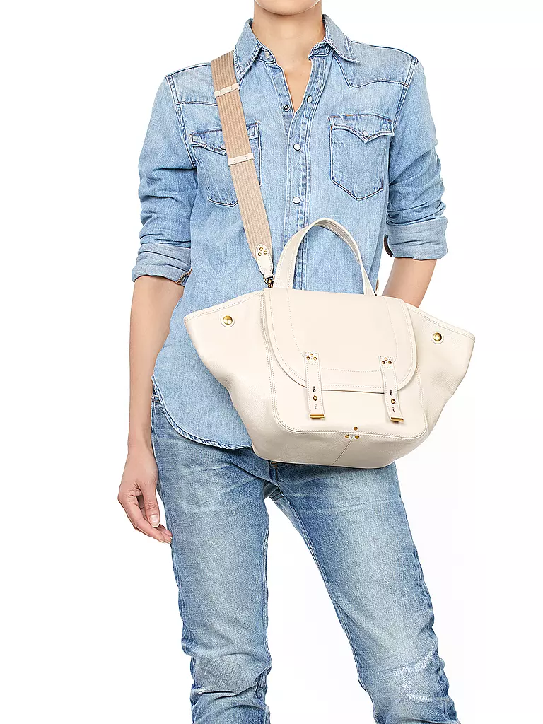 JEROME DREYFUSS Ledertasche - Henkeltasche STAN PANIER Medium creme