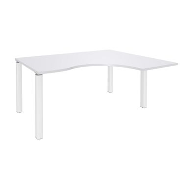 Bureau compact EXPRIM - L180 cm - Retour droite - Plateau Blanc perle - Pieds blanc (Pieds de renfort obligatoire à rajouter - non inclus)