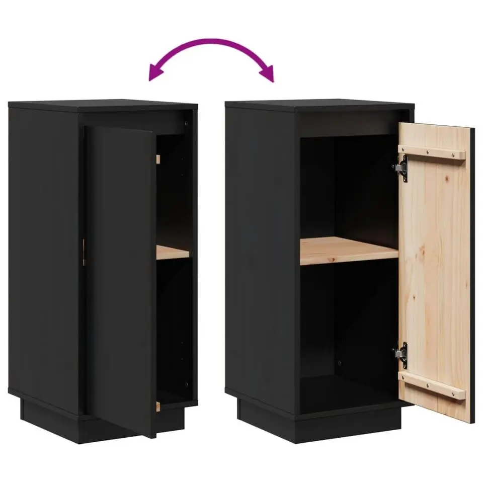 vidaXL - Dressoir - Zwart - Grenenhout - 2 stuks