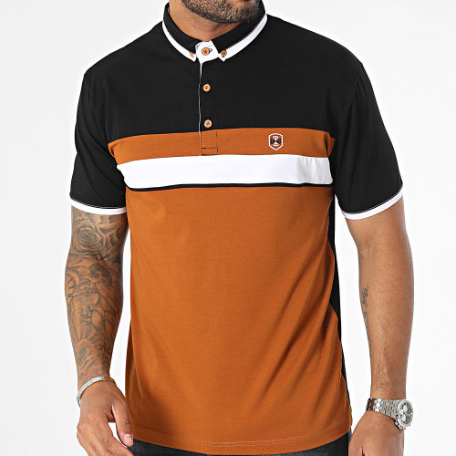 Polo Manches Courtes Noir Marron