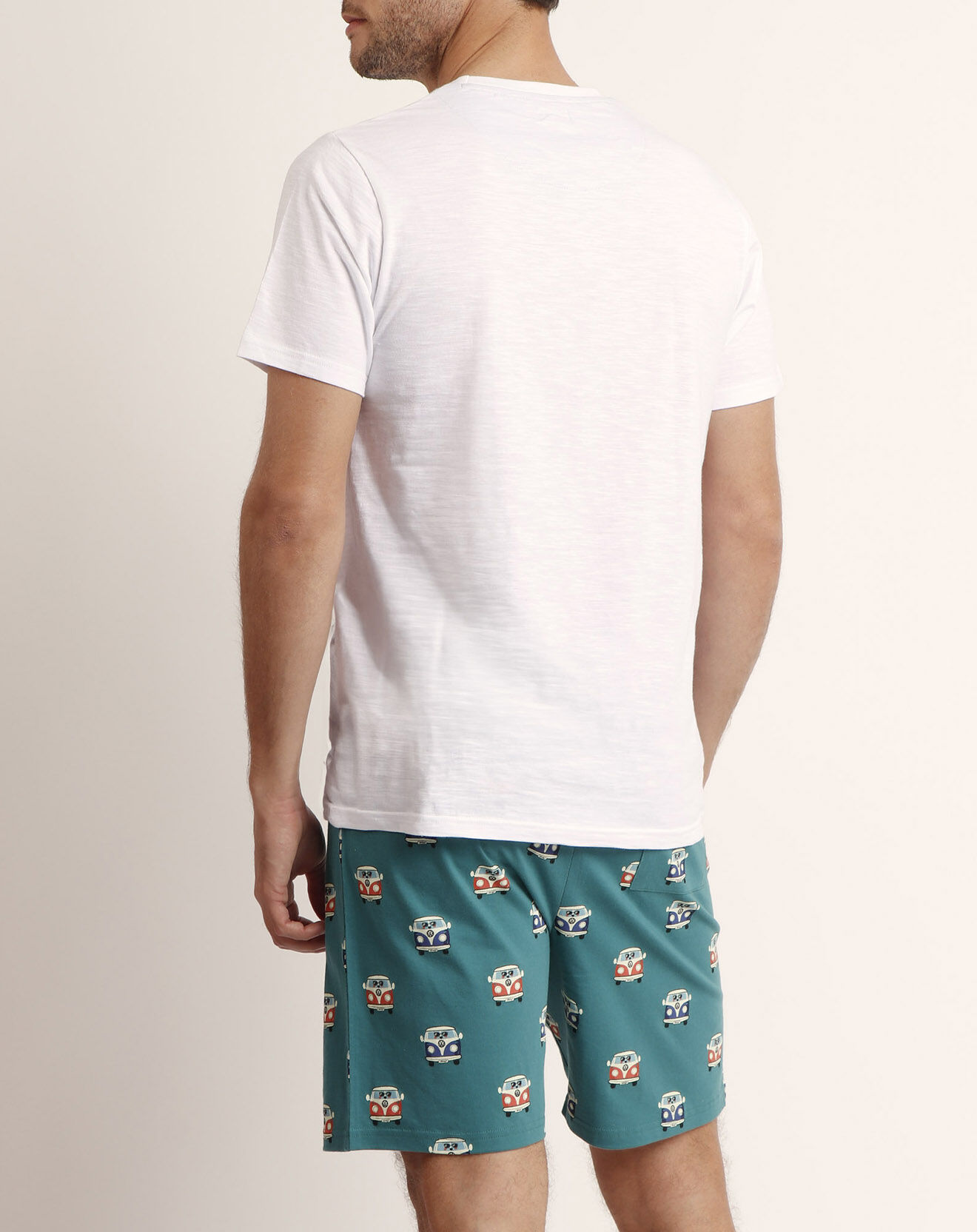 Mr Wonderful Pyjama T-Shirt & Short Solal blanc/vert
