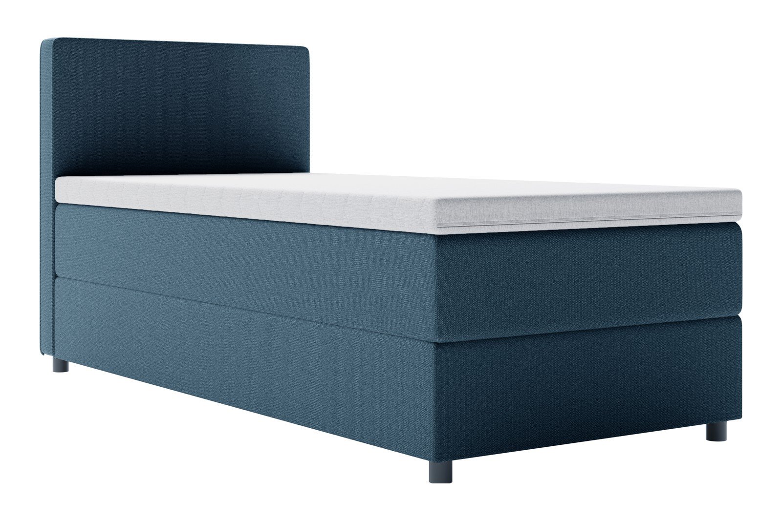 Premium 10 oppbevaringsseng 90x200 cm Magasinseng med oppbevaring, åpnes fra siden. I tekstil terranova 21 blå, med fast fasthetsgrad og premium 10 overmadrass,sorte ben. Sengegavl selges separat.