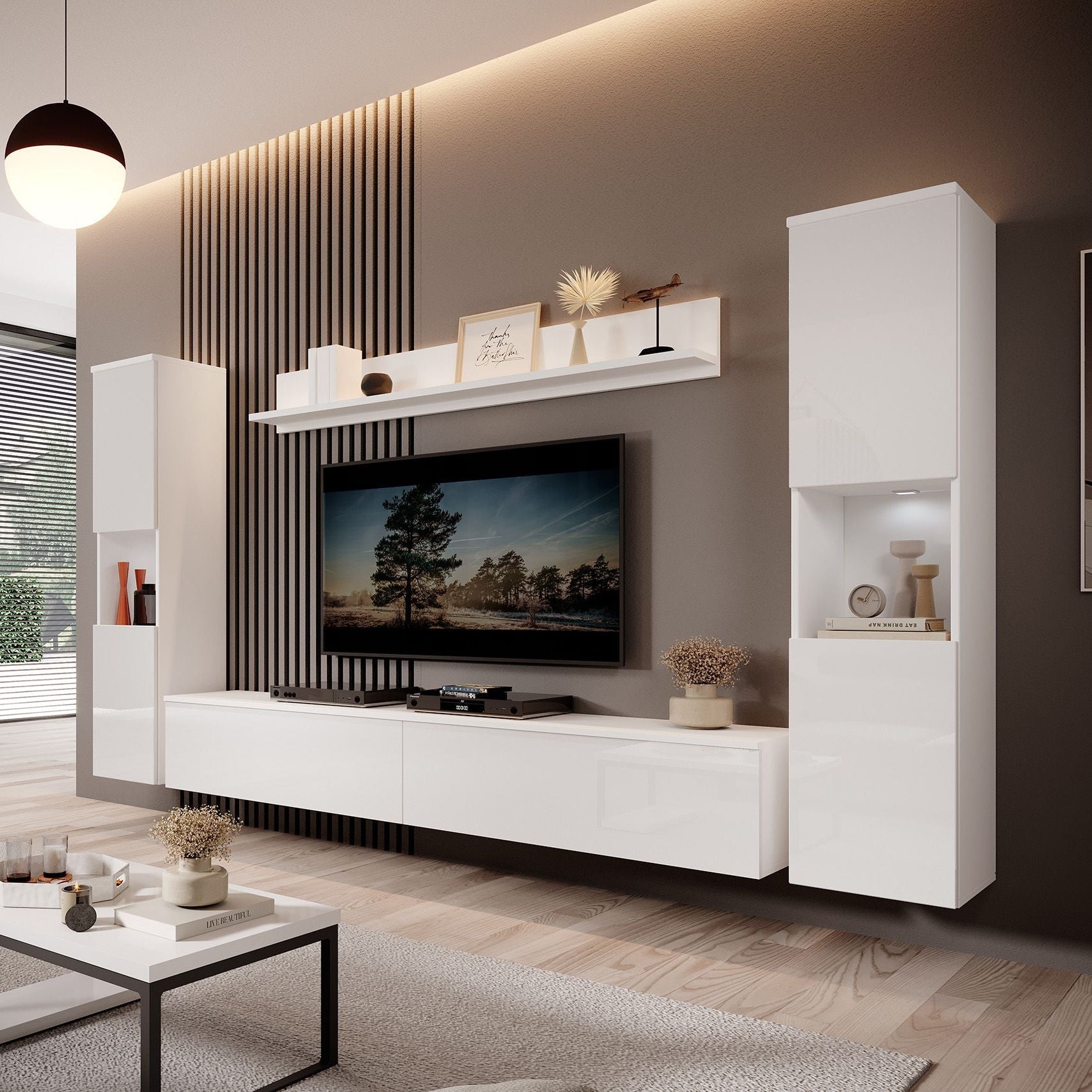 Pure XL - Wandmeubel - Wit - 180x33x130 cm