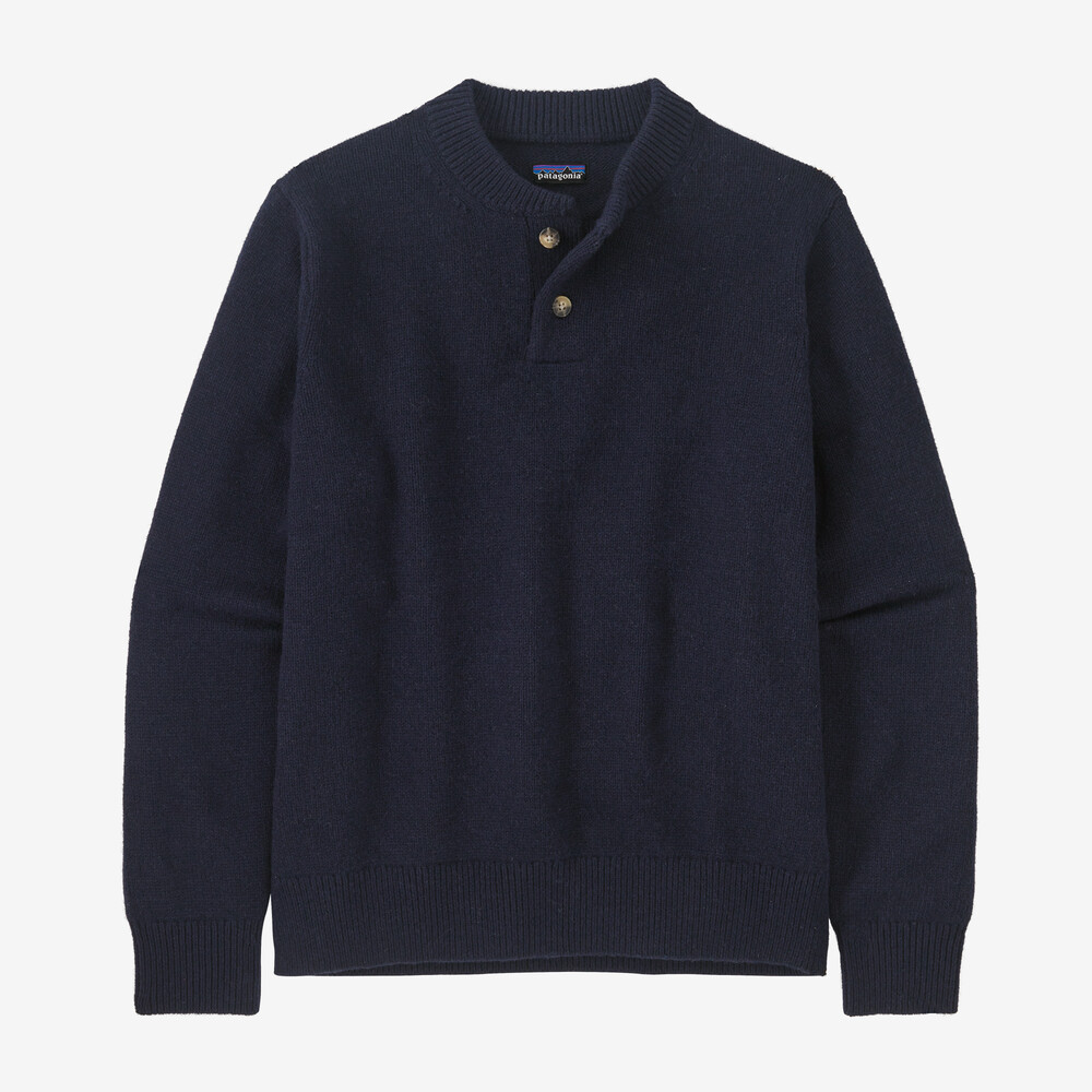 Herrenpullover mit Knöpfen aus recyceltem Wollmischgewebe